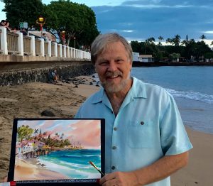 Jim Kingwell local Maui artist painting in Lahaina